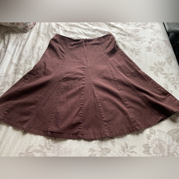 Y2K Brown Pleated Denim Skirt 10 Goblincore Fairycore Whimsical Cottage Boho VTG - Picture 1 of 6